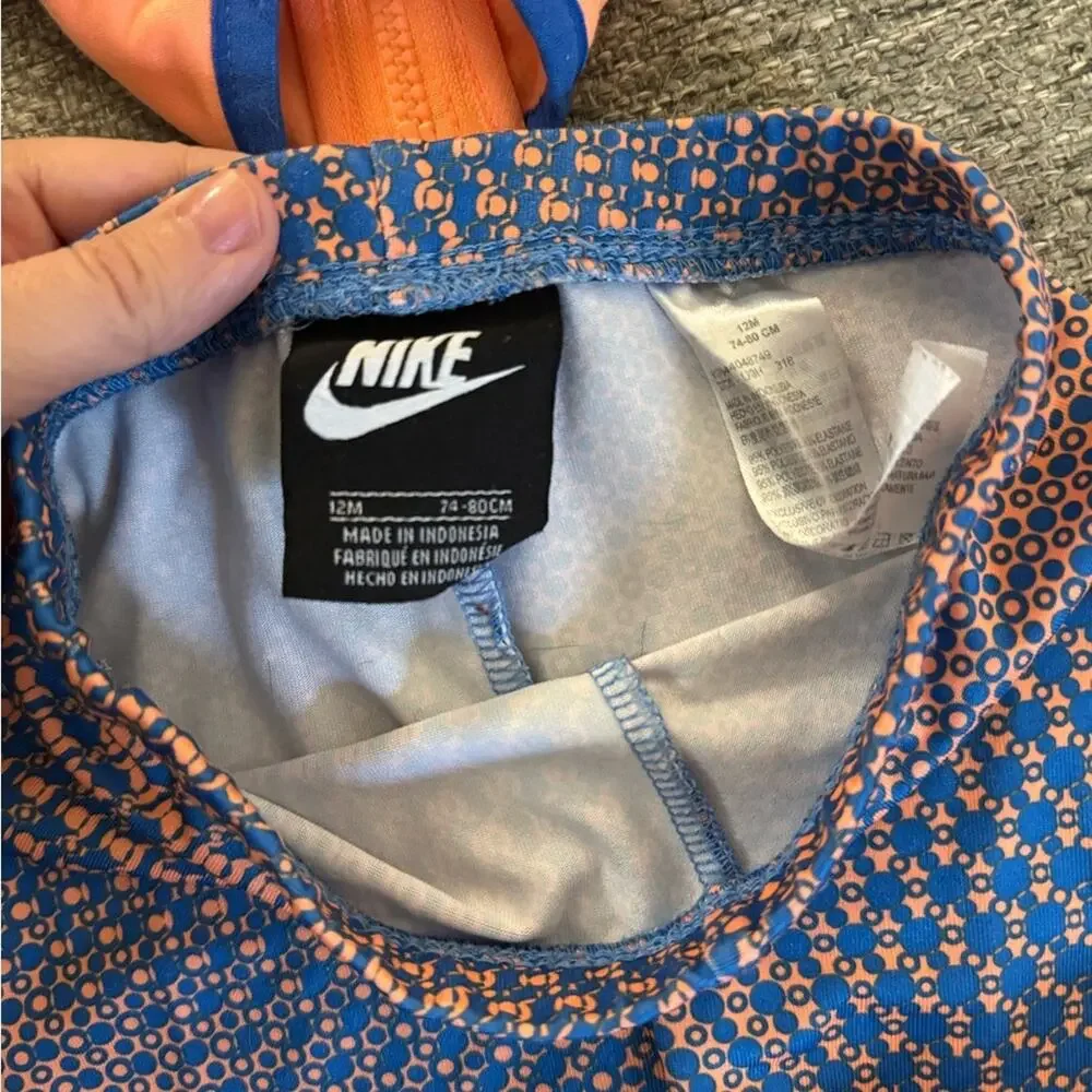 Nike Baby Girl 12M Outfit | Orange Blue Athletic Two-Piece Set - Picture 6 of 7